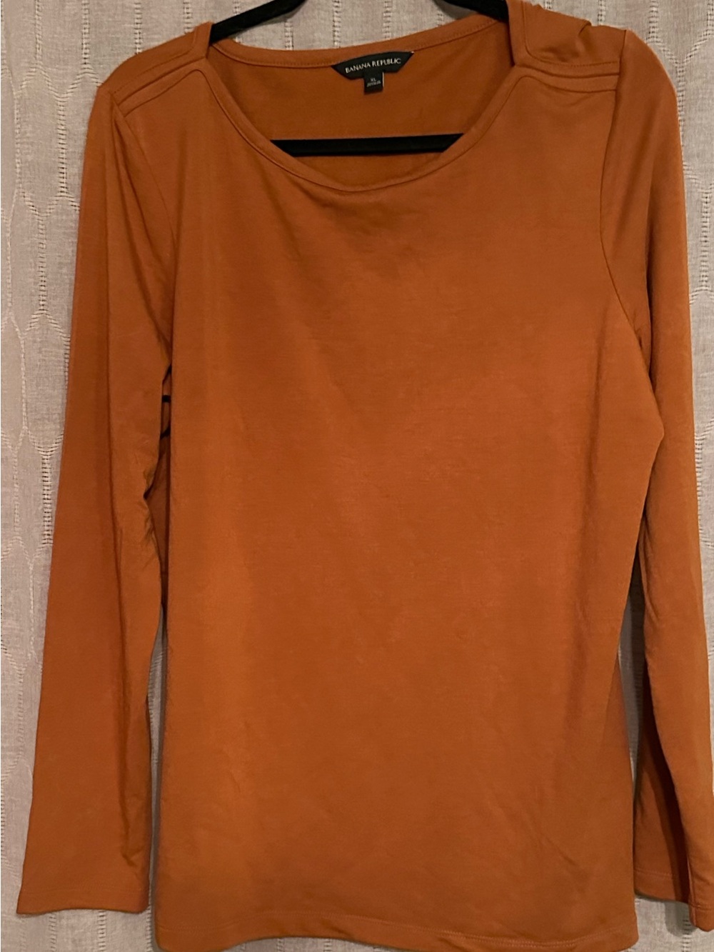 Banana Republic Long Sleeve Scoop Neck Top - Rust Orange